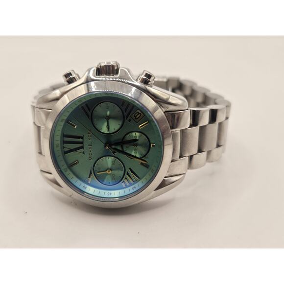 Michael Kors Bradshaw MK-6197 Stainless Steel Irridescent Flash-Lens Teal Watch. - Picture 6 of 11